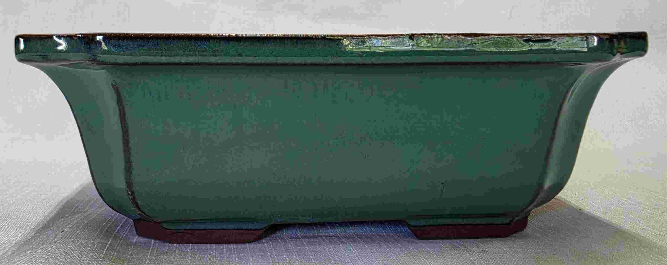 Glaze Green Rectangular Bonsai Pot - 8" - Image 2
