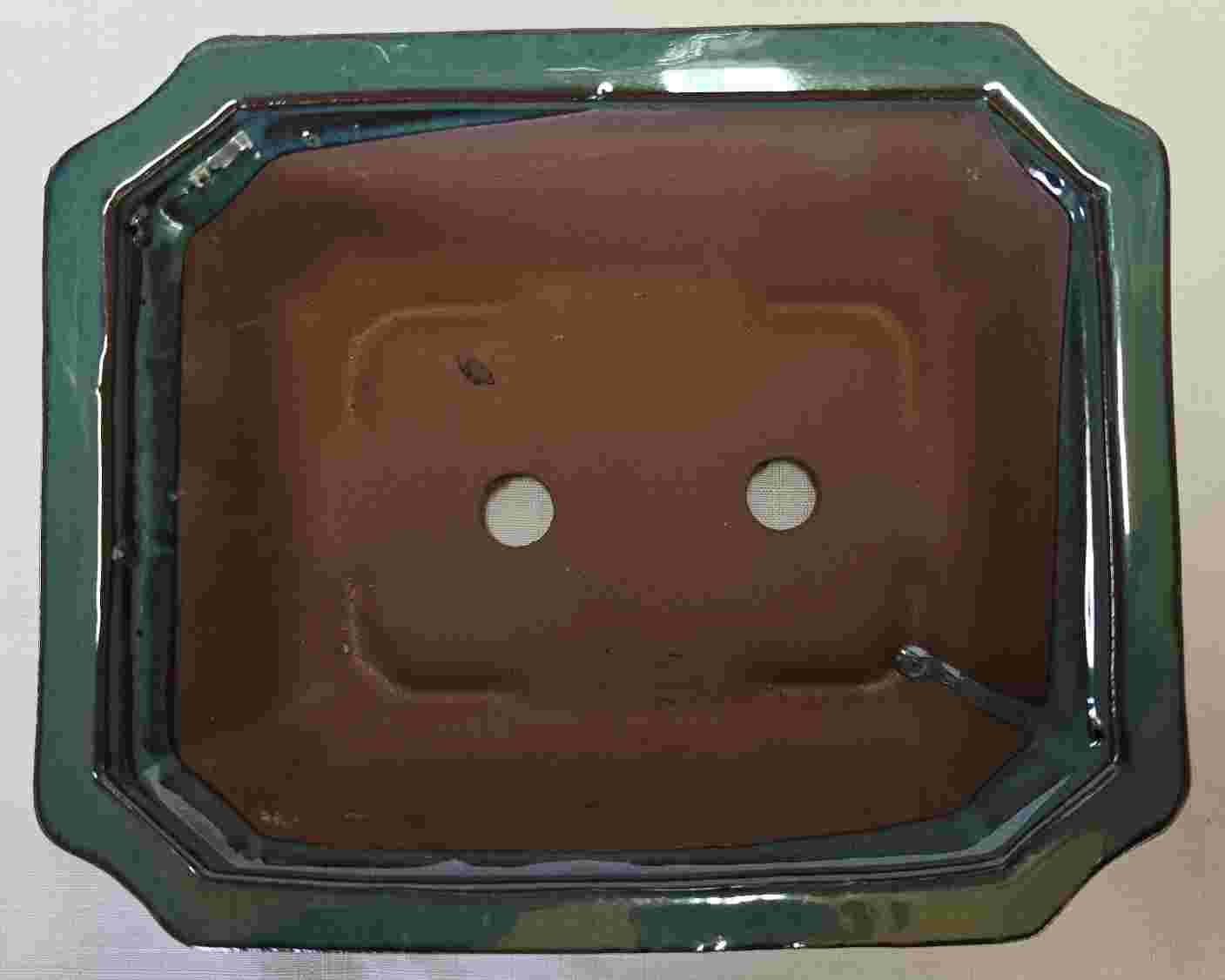 Glaze Green Rectangular Bonsai Pot - 8"
