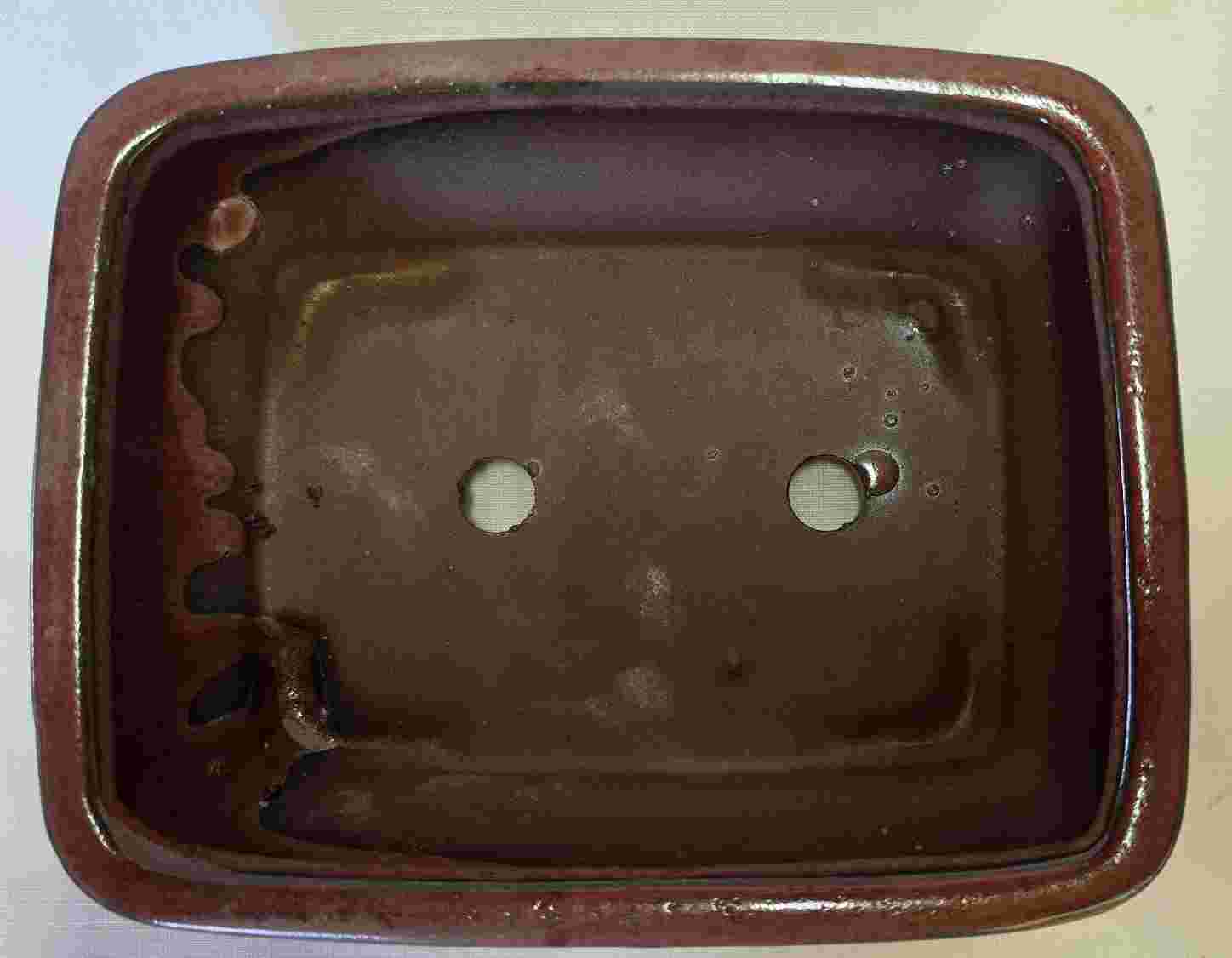 Glaze Copper Colour Rectangular Bonsai Pot - 8" - Image 2