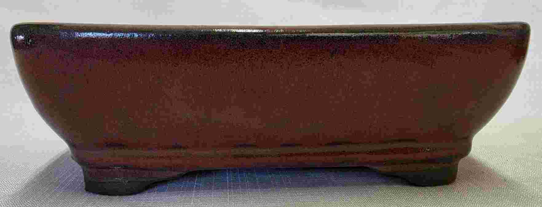 Glaze Copper Colour Rectangular Bonsai Pot - 8"