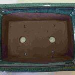 Glaze Blue Green Square Bonsai Pot - 8"