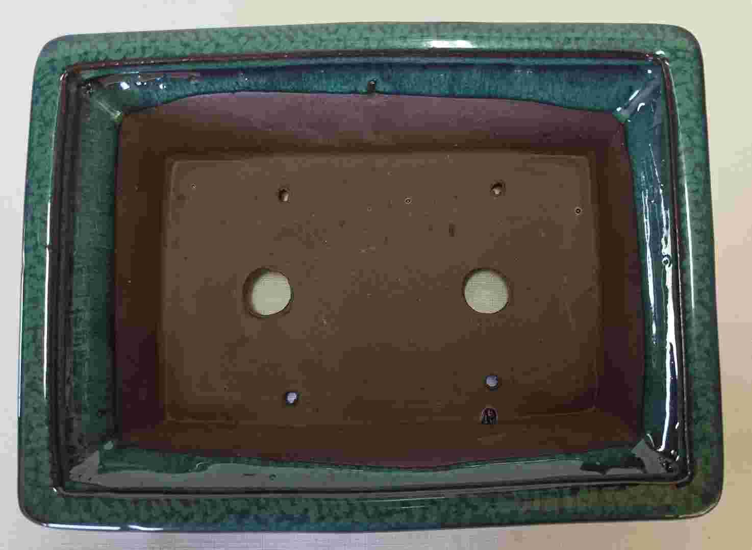 Glaze Blue Green Square Bonsai Pot - 8"