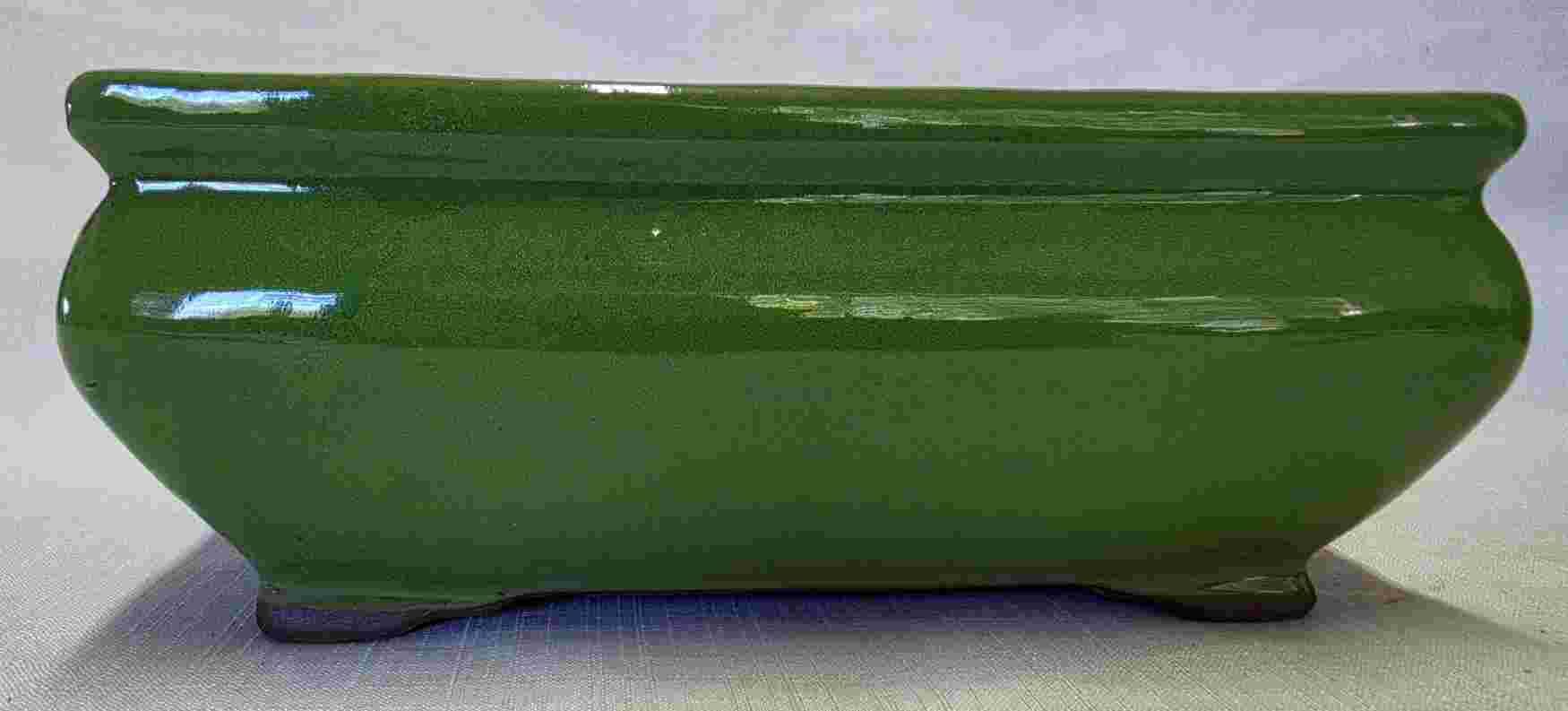 Glaze Green Rectangular Bonsai Pot - 8"
