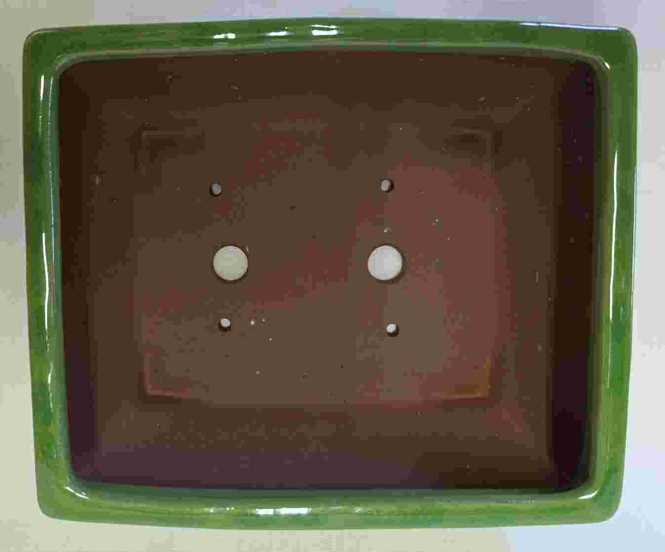Glaze Green Rectangular Bonsai Pot - 8" - Image 2