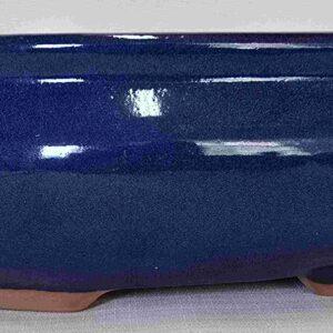 Glazed Blue Oval Bonsai Pot - 10"