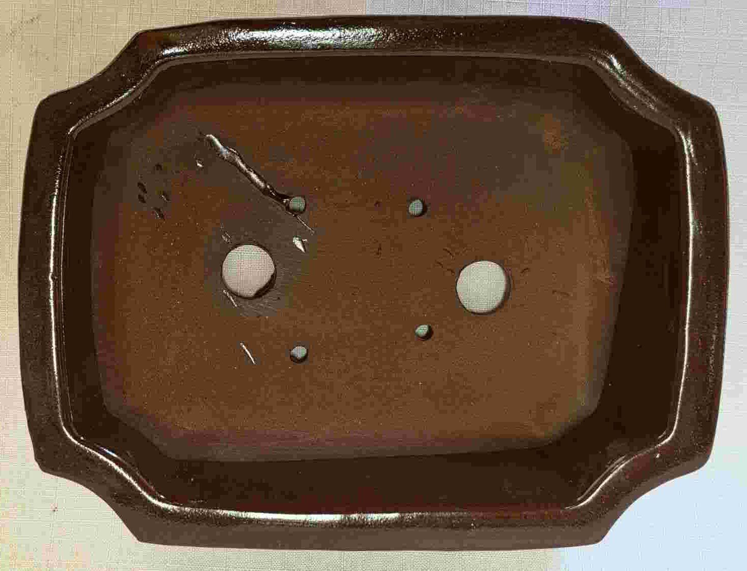 Glaze Brown Square Bonsai Pot - 8"